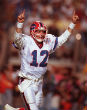 Image of Jim Kelly was quarterback for the Buffalo Bills for 11 seasons. In 2001 the team retired his number 12 jersey.