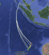 Image of Malaysian authorities released a map showing the potential flight path of Flight 370.