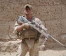 Image of Corporal Rob Richards in Afghanistan. The Marine sniper was filmed in a controversial video urinating on dead Taliban terrorists.