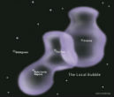 Image of An artists rendering of the 300 light year long gas bubble that encloses our solar system.