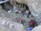 Image of Archeologists digging in Oregon's Paisley cave complex.