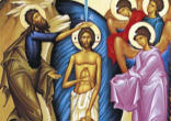 Image of At Christmas we saw a weak baby, giving proof of our weakness. In today's feast, we see a perfect man, hinting at the perfect Son who proceeds from the all-perfect Father. At Christmas the King puts on the royal robe of his body; at Epiphany the very source enfolds, and, as it were, clothes the river. Come then and see new and astounding miracles: the Sun of righteousness washing in the Jordan, fire immersed in water, God sanctified by the ministry of man.- St Proclus