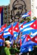 Image of Cuban flags fly high as embargo is loosened.