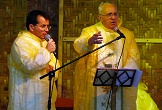 Image of Pope Francis preaches the Good News in Tacloban, Philippines.  