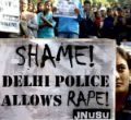 Image of An Indian woman is one of many protesters against rape.

