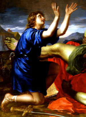 A painted image of David and Goliath