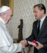 Image of DiCaprio and Pope Francis met on January 28, 2016. (L'Osservatore Romano Foto) 