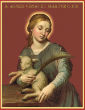 Image of St. Agnes is honored with the blessing of two lambs (Wordpress).