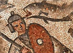 Image of The mosaics of a fifth century synagogue reveal the Pharaoh's soldiers swallowed by massive fish (Baylor/Jim Haberman).
