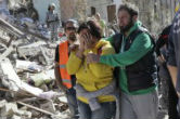 Image of Pope Francis offered prayers for victims of the earthquake.