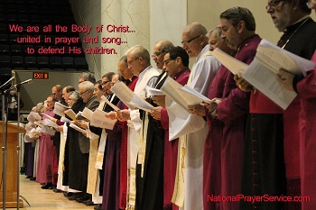 Clergy in prayer at a National Memorial Service for the Preborn and their mothers and fathers