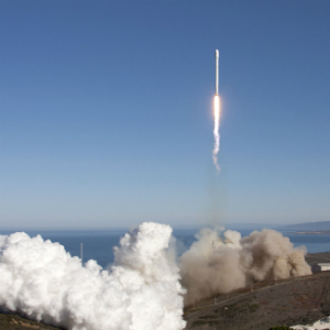 Space X launches a rocket from Vandenburg AFB in California.