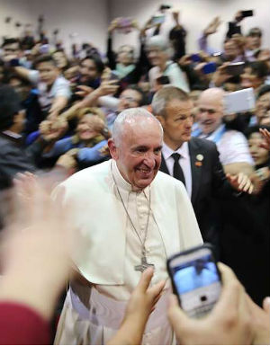 Pope Francis addressed hundreds of faith-based and social justice organizers from across the United States and the world during the U.S. Regional World Meeting of Popular Movements gathering.