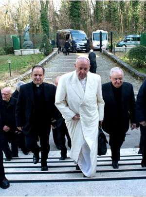 Pope Francis has returned after a week away in his Lenten retreat.