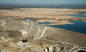Folsom Lake was entirely drained during the drought that ravaged California. That drought is now believed to have been caused by human-induced global warming.