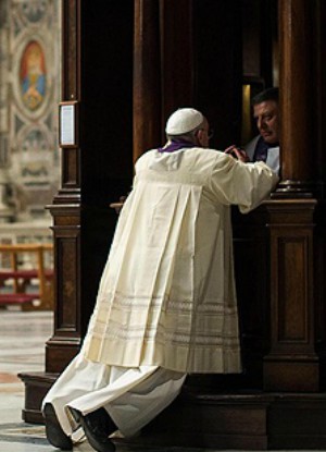 Pope Francis goes to Confession.