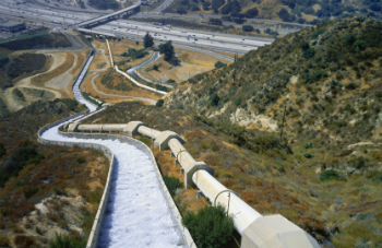 The Los Angeles Cascade, perhaps the most famous portion of the Los Angeles Aqueduct. The Aqueduct will be tested as snow melt runs off and fills the state's flood control networks.
