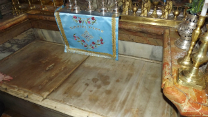 Under this marble slab, workers discovered two more slabs laid down in medieval and ancient times revealing the site has been previously renovated.
