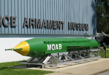The MOAB is so large it must be dropped by a transport aircraft.