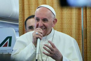 Pope Francis aboard the papal plane (Ed Pentin/EWTN News).