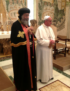 Pope Francis and Tawadros II release a joint statement.