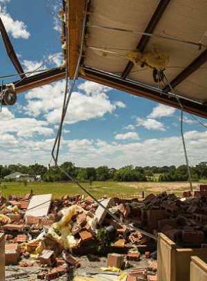 The church was destroyed but not one parishioner was injured (Ben Fisher/Catholic East Texas Magazine/Diocese of Tyler).