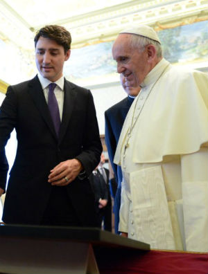 Pope Francis met with Canadian Prime Minister Justin Trudeau.