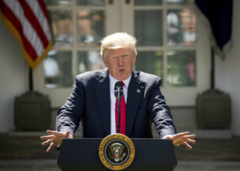 President Trump announcing the U.S. has left the Paris Climate Accord.