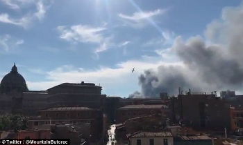 Smoke was reported over the Vatican today. The cause is a garage fire near the walls of the city state.