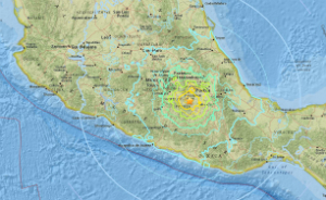 The powerful quake was felt as far away as Guadalajara.