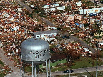 Damage from Hurricane Andrew in 1992.