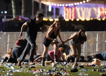 Victims flee as the terrorist fires from the 32nd floor of the Mandalay Bay hotel.