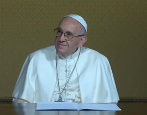 Pope Francis listened attentively to what each astronaut had to say.