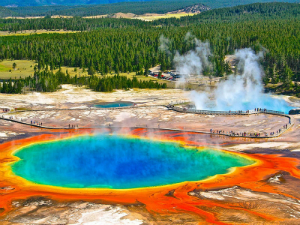 Volcanic activity is responsible for the beautiful sights around the park.
