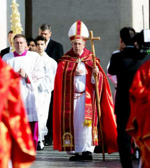 'We have been saved by his cross,' said Pope Francis on Palm Sunday. 'We have been saved by his cross,' said Pope Francis on Palm Sunday.