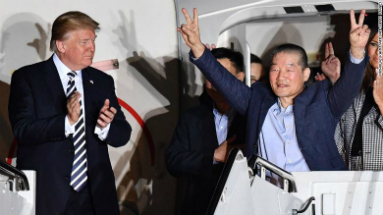 President Trump welcomed home three Americans held prisoner by North Korea.