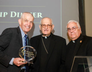 Jim McIngvale, Archbishop Joseph Fiorenza, Fr. Donald Nesti, CSSp (photo by: Gary Fountain)