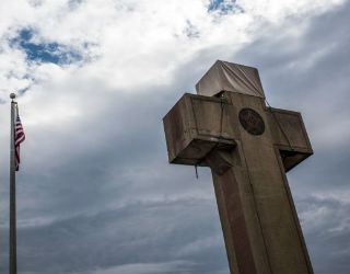 The Peace Cross stands as a WWI memorial.