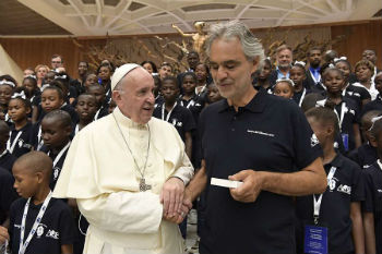 Pope Francis with Andrea Bocelli
