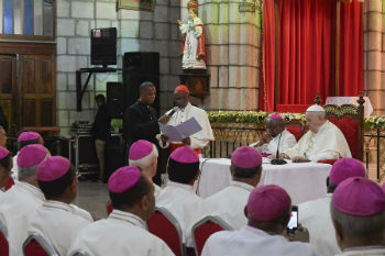Pope Francis with Madagascar's bishops
