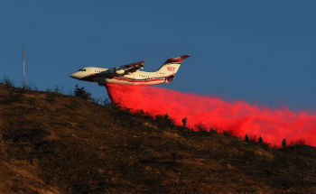 Air tanker drops fire retardant