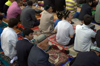 Uyghurs at a mosque in Kashgar Xinjiang China