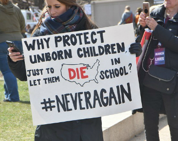 A March for Our Lives protester asks why we try to protect the unborn, but not kids in school. The answer is that we must protect both, beginning with a new respect for God, morals, and life.