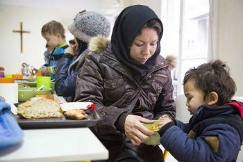 Image of Caritas Athens soup kitchen for refugees in Athens Greece