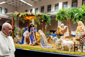 Image of Pope Francis blesses nativity scenes near the Vatican Dec 9 2019