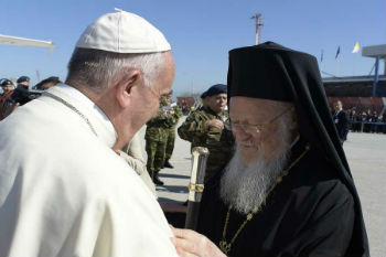 Image of Pope Francis and Patriarch Bartholomew I in Greece