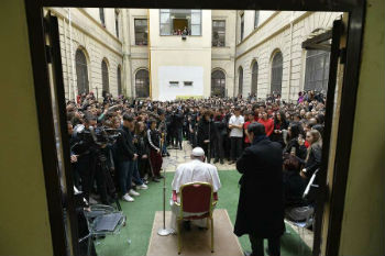 Image of Pope Francis visits Pilo Albertelli high school in Rome Dec 20 2019