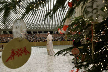 Image of Pope Francis in the Pope Paul VI hall Dec 21 2019