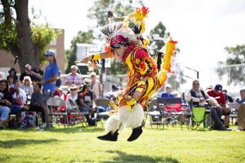 Image of St. Josephs student dances in a pow wow
