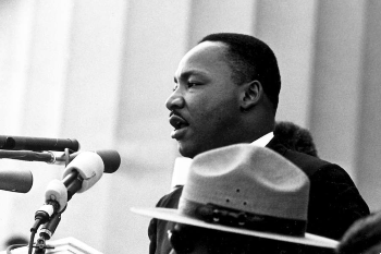 Image of Dr. Martin Luther King giving his I Have a Dream speech during the March on Washington in Washington DC on 28 August 1963